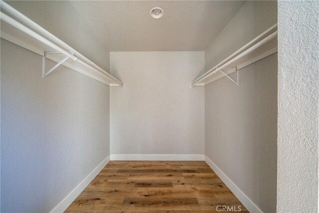 walk in closet with hardwood / wood-style flooring