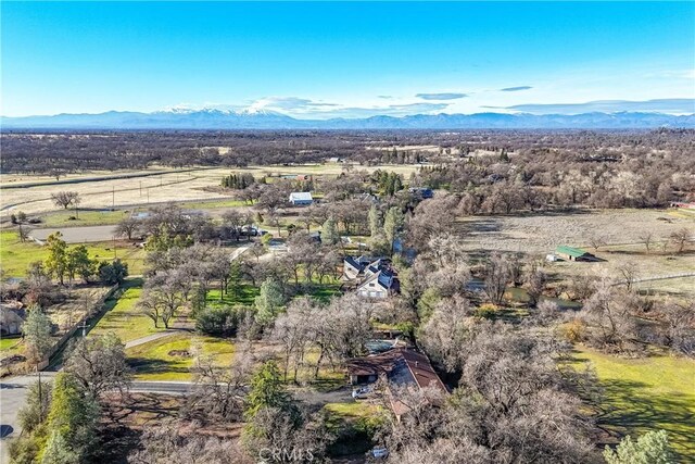 aerial view featuring a rural view and a mountain view