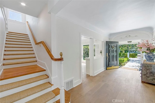 entryway featuring hardwood / wood-style flooring