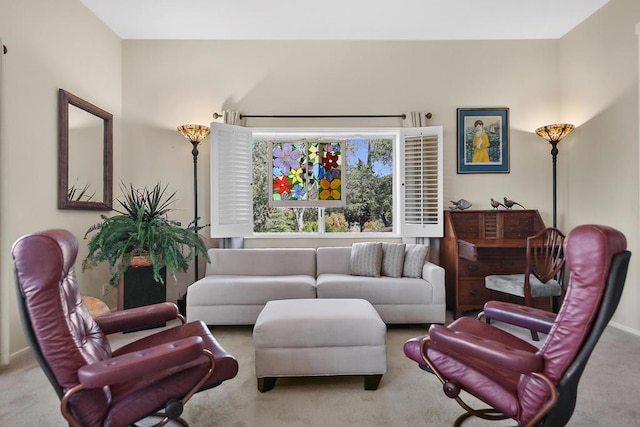 living room with carpet floors