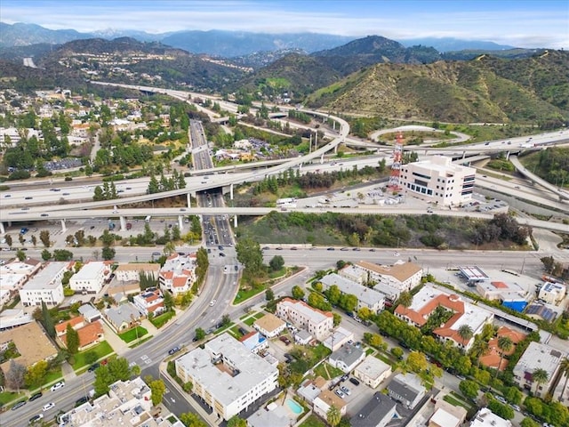 drone / aerial view with a mountain view