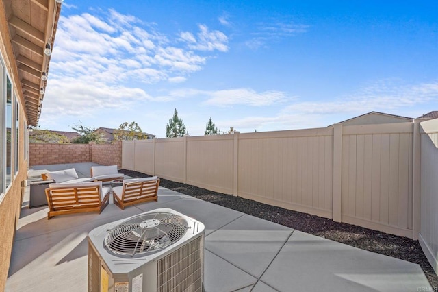 view of patio / terrace featuring an outdoor hangout area and central AC