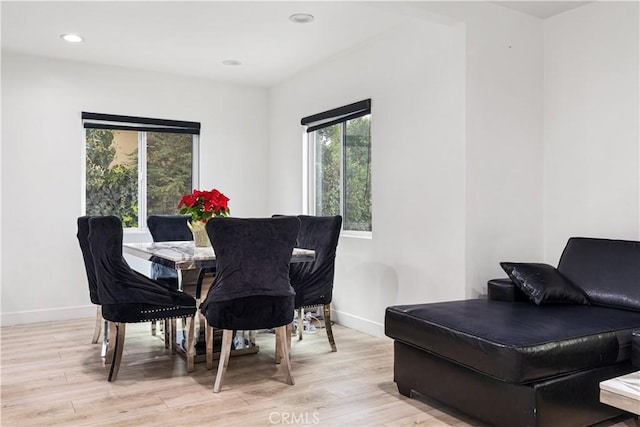 dining room with light hardwood / wood-style flooring