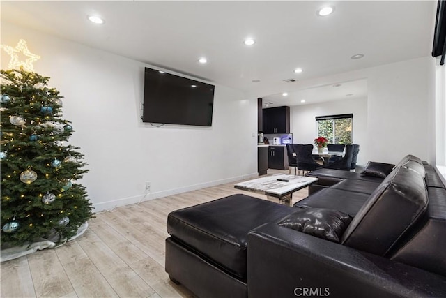 living room featuring light hardwood / wood-style floors