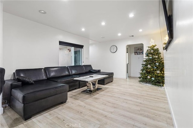 living room with light wood-type flooring