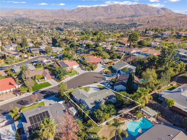 aerial view featuring a mountain view