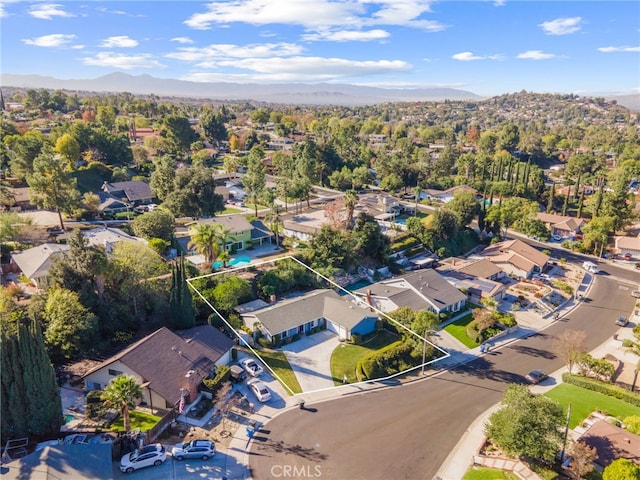 bird's eye view featuring a mountain view