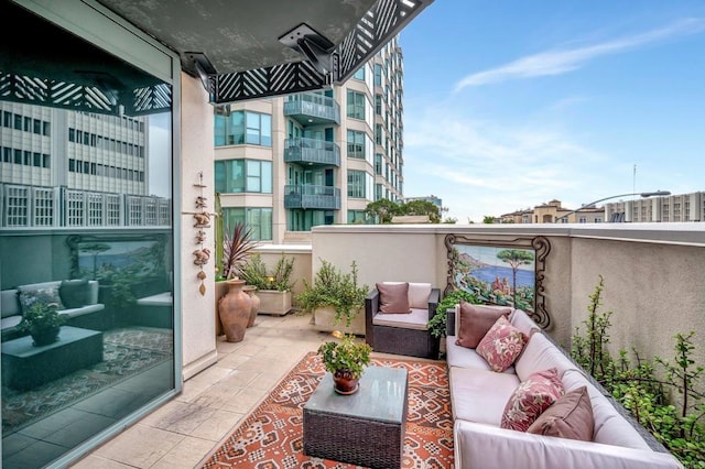 balcony featuring an outdoor living space