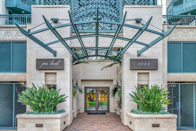 view of exterior entry with french doors