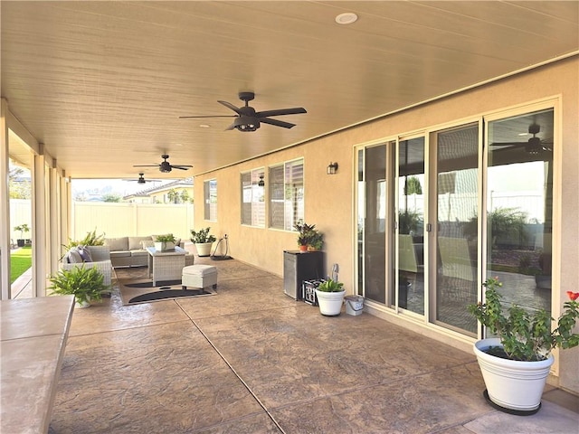 view of patio / terrace with an outdoor hangout area and ceiling fan