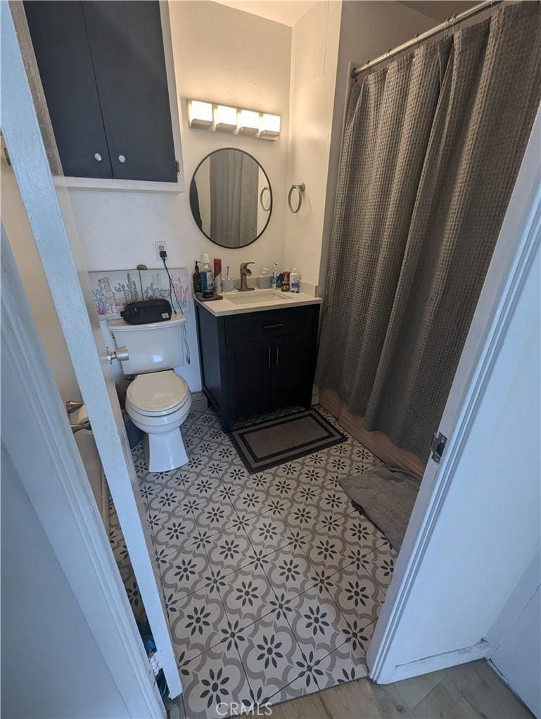 bathroom with toilet and vanity