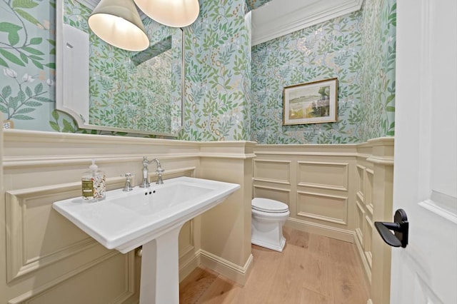 bathroom featuring hardwood / wood-style flooring and toilet