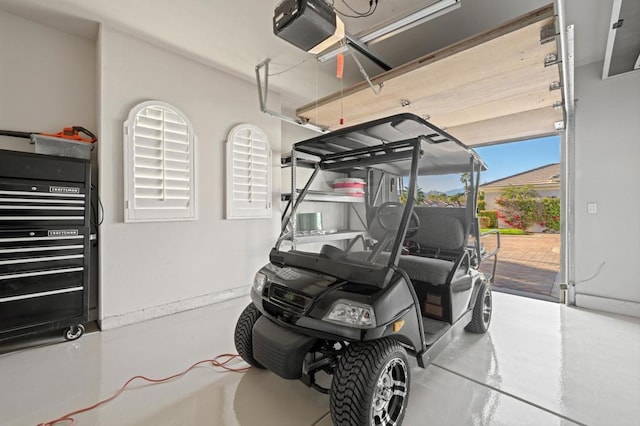 garage with a garage door opener