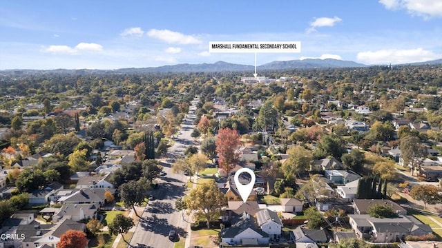 bird's eye view with a mountain view