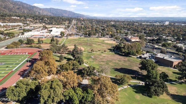 drone / aerial view with a mountain view