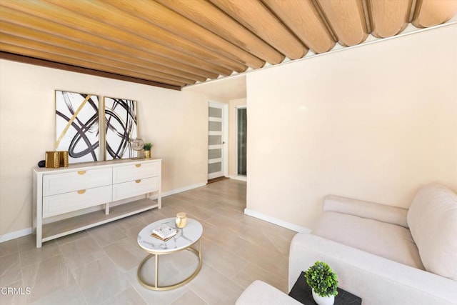 living area with light tile patterned floors