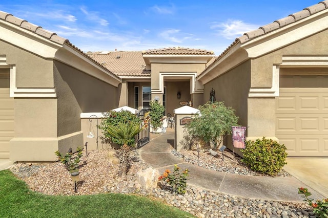 entrance to property with a garage