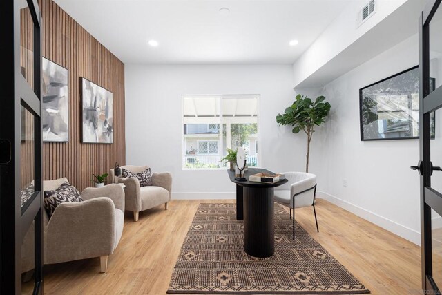 office area featuring light hardwood / wood-style flooring