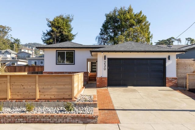 view of front of house with a garage