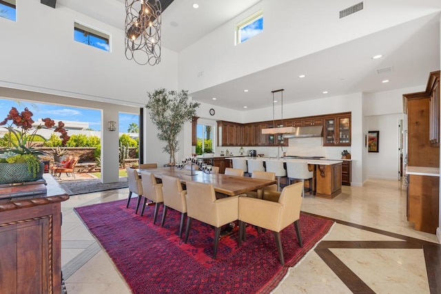 dining area with a chandelier