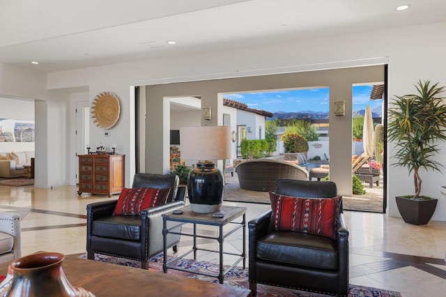 view of tiled living room