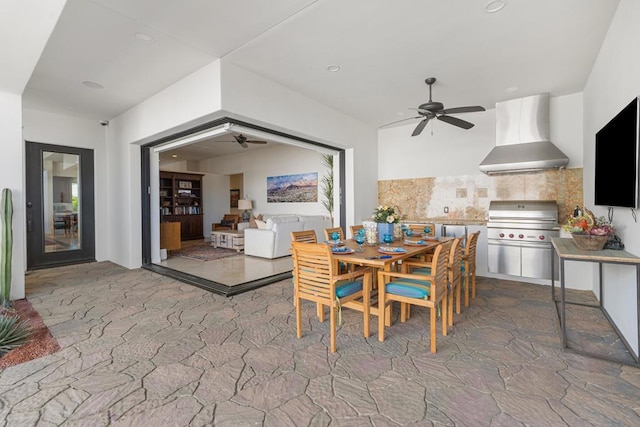 dining area with ceiling fan