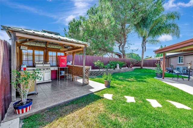 view of yard with a patio area and area for grilling