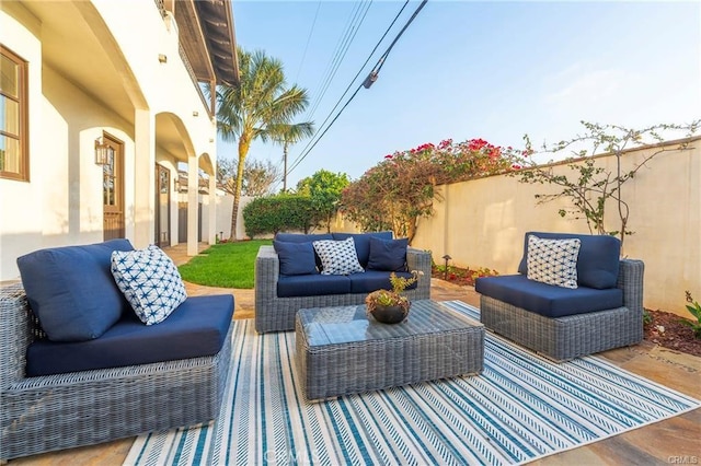 view of patio featuring outdoor lounge area