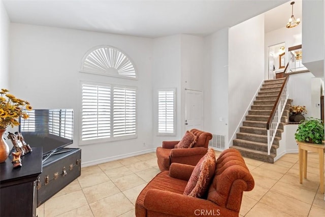 view of tiled living room