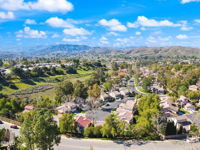 birds eye view of property featuring a residential view and a mountain view