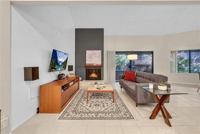 view of tiled living room