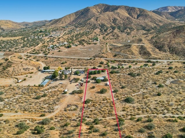 birds eye view of property featuring a mountain view