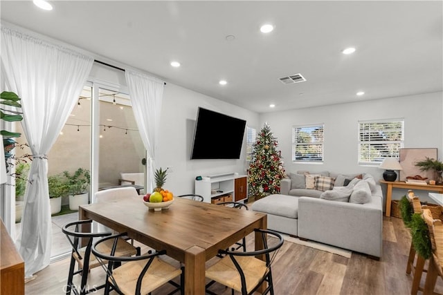 living room with light wood-type flooring