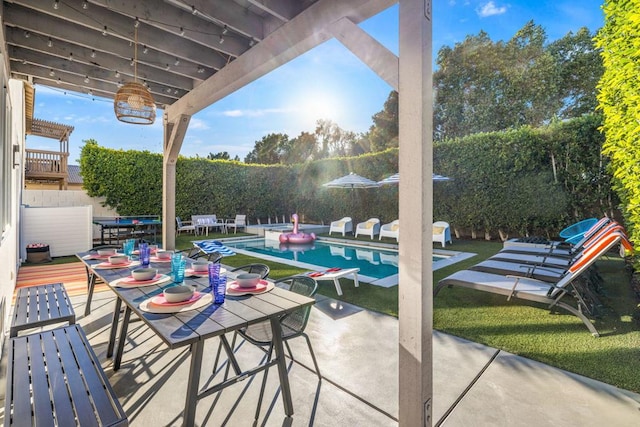 view of patio featuring a swimming pool side deck