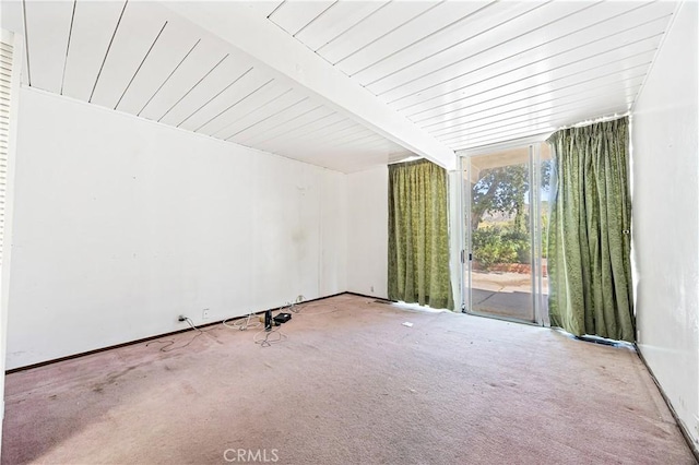 17113 Lisette St, Granada Hills, CA 91344 - spare room featuring carpet and wooden ceiling with exposed beams