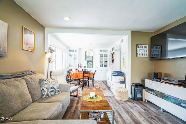 living room featuring hardwood / wood-style flooring