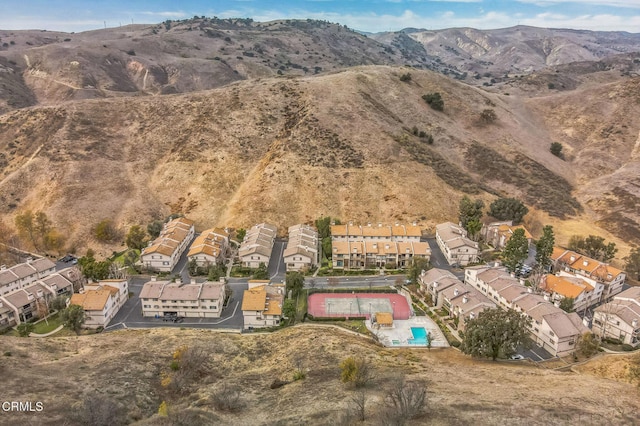 drone / aerial view with a mountain view