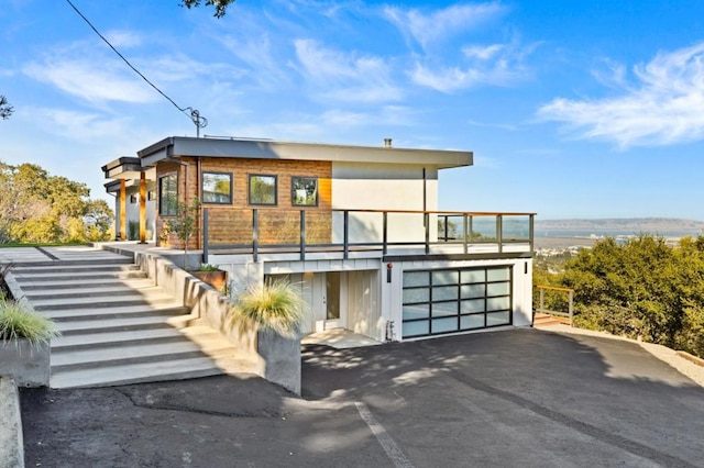 contemporary home with a garage