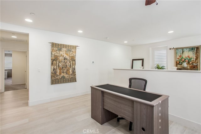 home office featuring light wood-type flooring