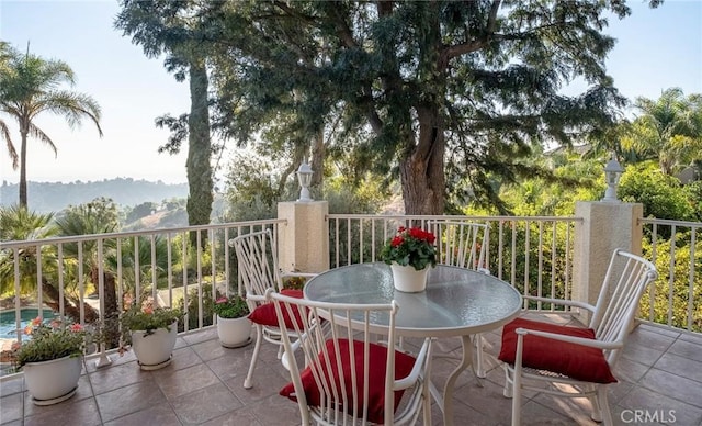 balcony with a mountain view