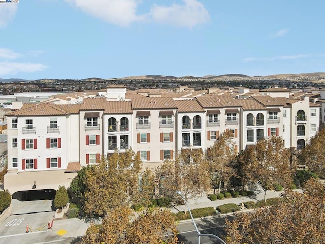 aerial view with a mountain view