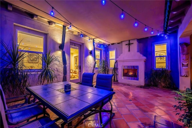 view of patio / terrace with a fireplace