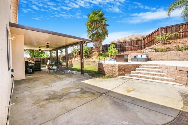 view of patio / terrace with ceiling fan