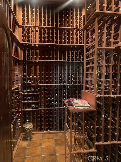 wine cellar with tile patterned flooring