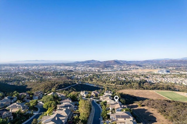 aerial view with a mountain view