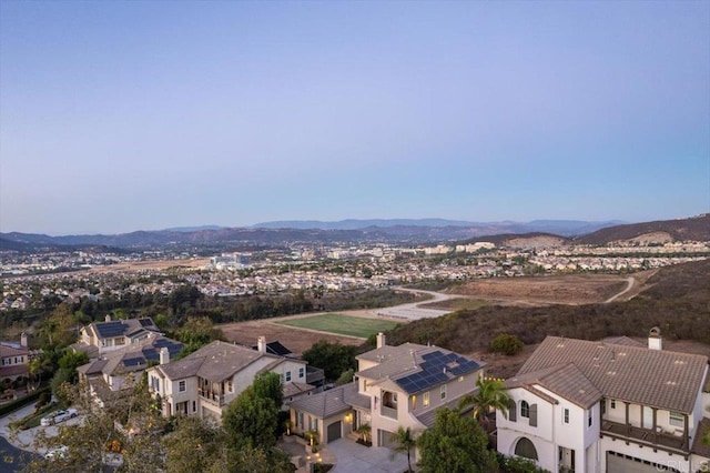 bird's eye view with a mountain view