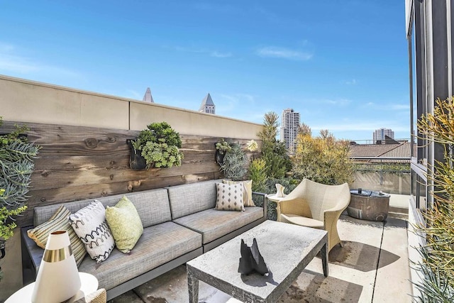 view of patio with an outdoor living space