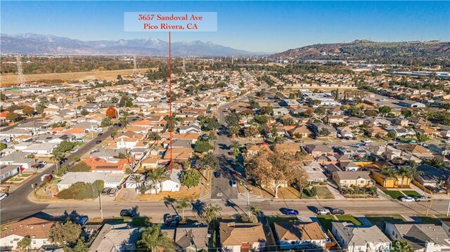 aerial view with a mountain view