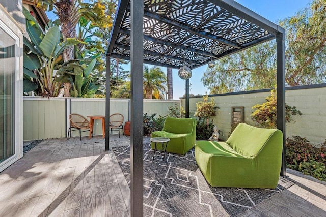 view of patio / terrace featuring a pergola