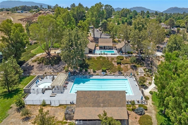 aerial view featuring a mountain view